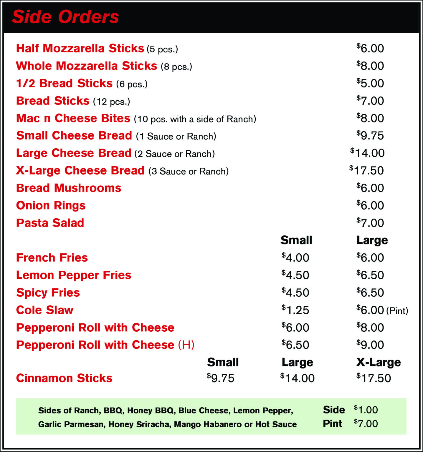 Shals Menu Menu – Sal’s Pizza